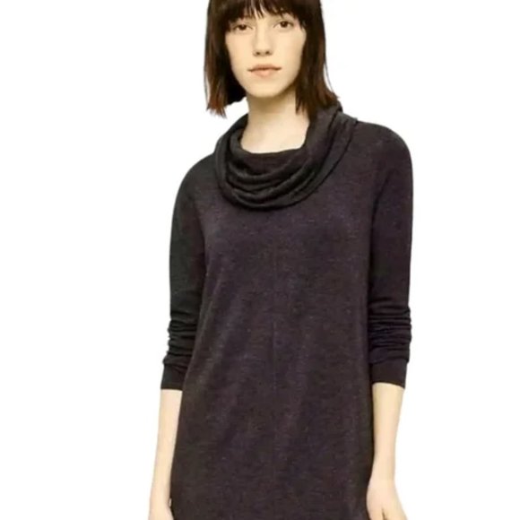 LOFT Lou & Grey Cowl Neck Softspun Tunic Sweater In Charcoal Gray Size EUC - Picture 1 of 10
